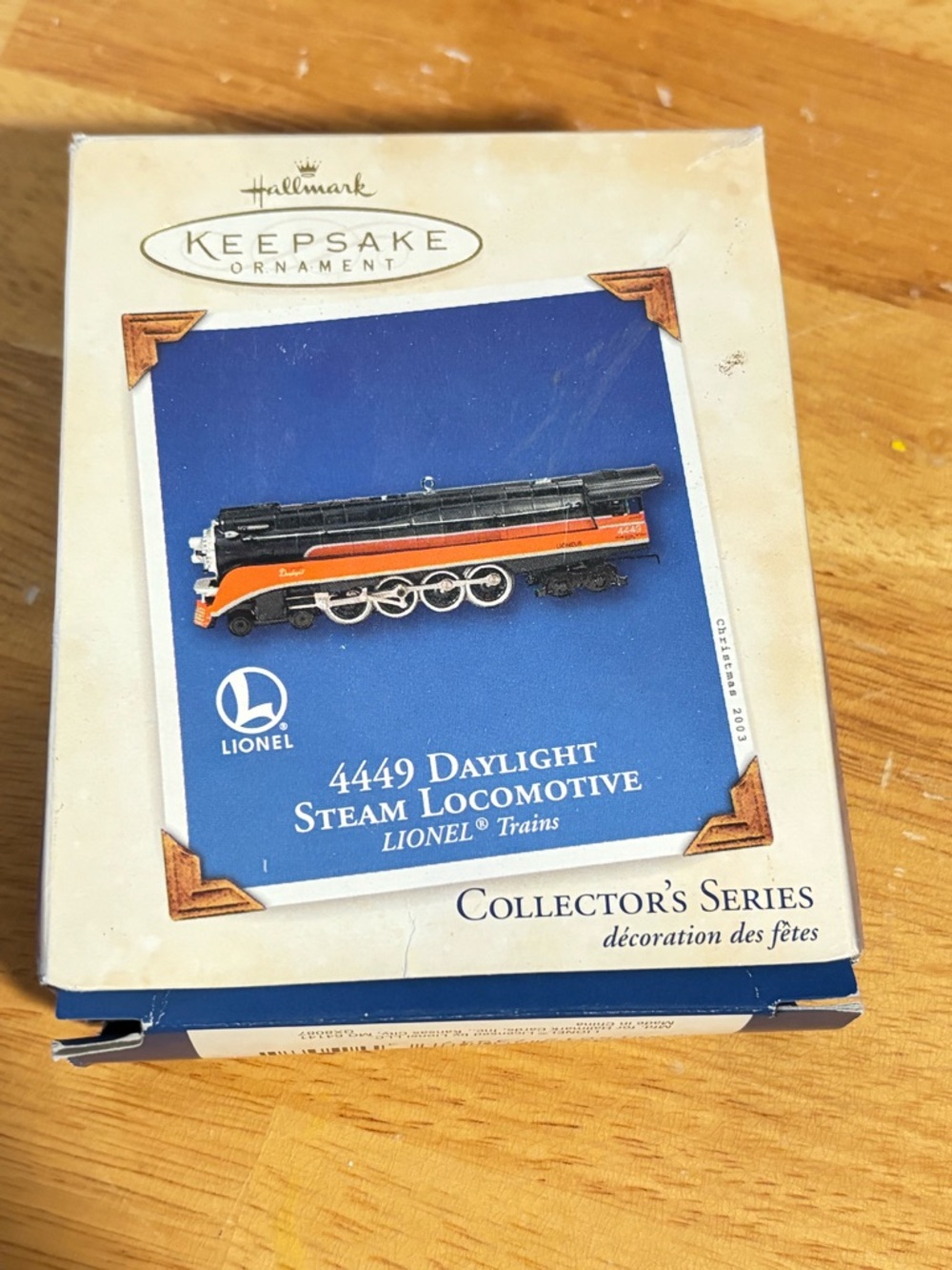 Keepsake Lionel 4449 Daylight Steam Locomotive Ornament 2003 Train w/ Box